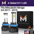 4 Sided H11 H9 H8 LED Headlight Bulbs 6000K Diamond White 12V 60W 10000LM U733