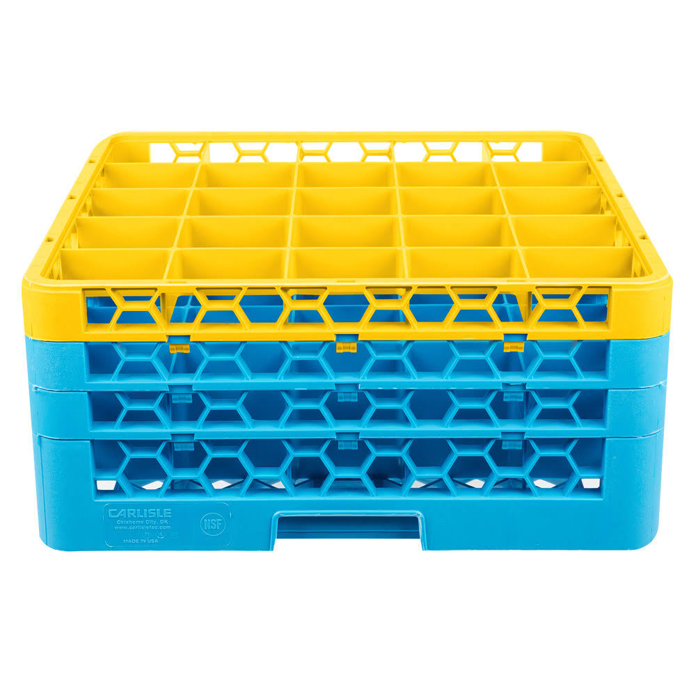 25 Compartment Yellow Glass Rack with 3 Extenders S7409
