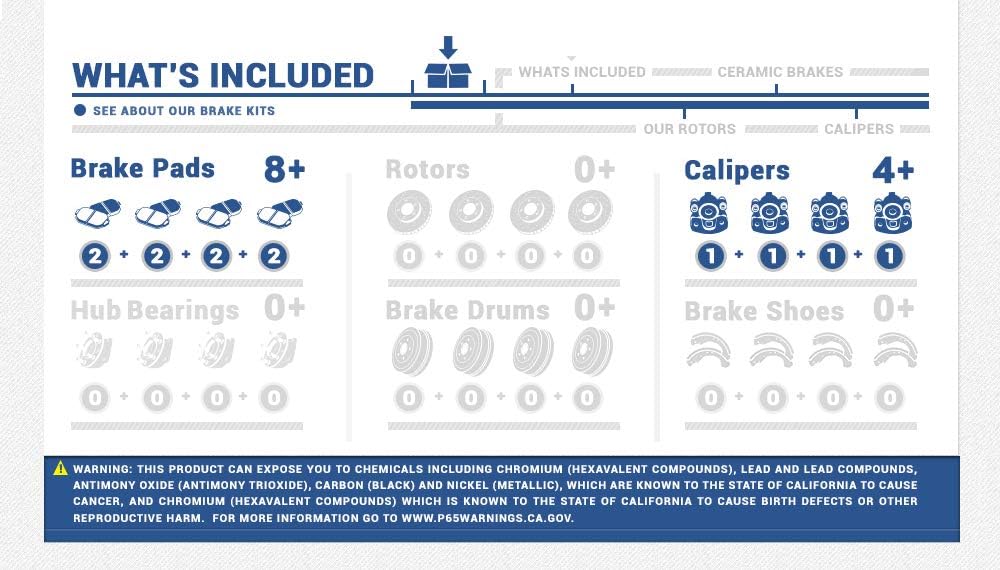 FRONT + REAR [4] Premium Grade Semi-Loaded OE Caliper + Ceramic Brake Pads Kit F22264
