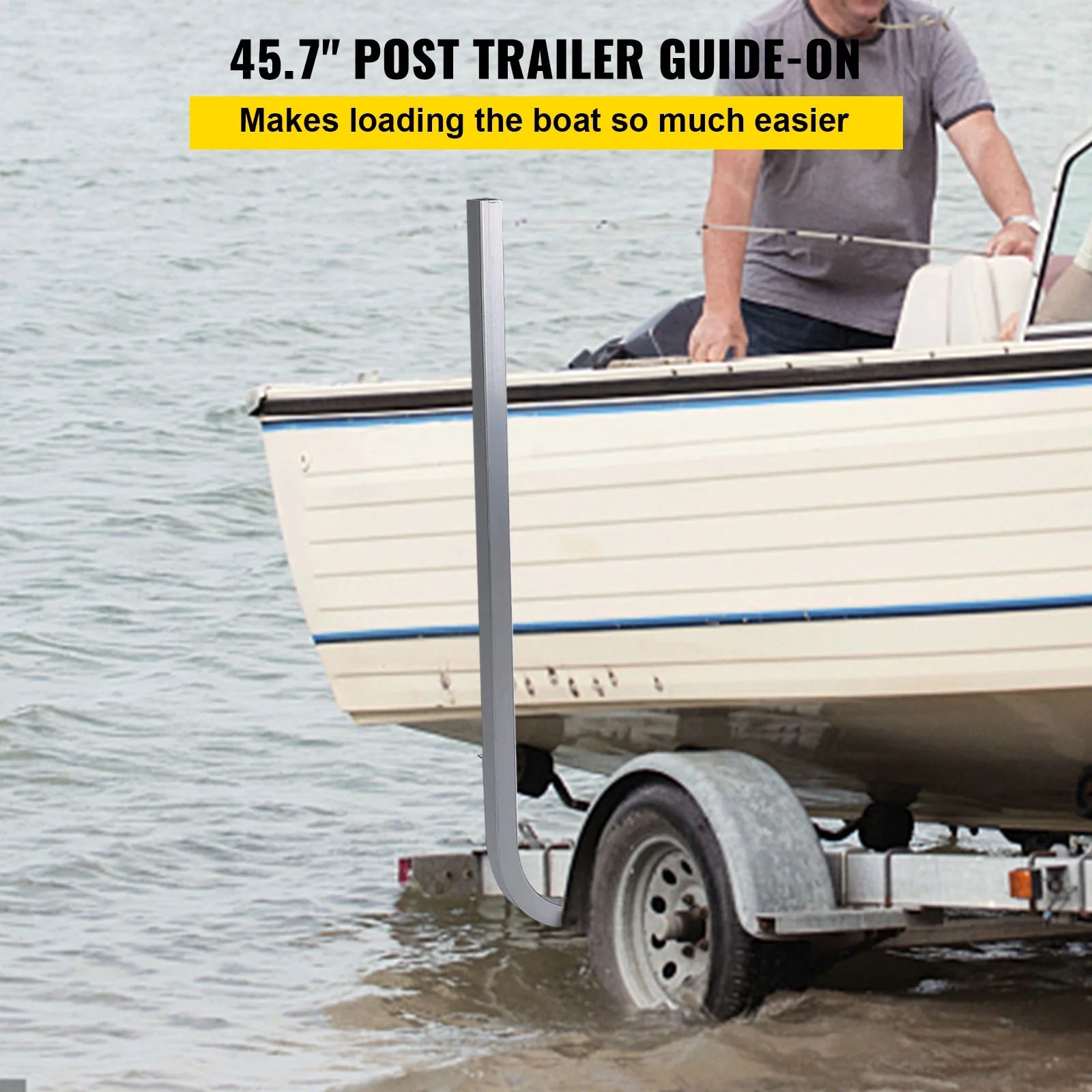 Boat Trailer Guide-on, 46", One Pair Aluminum, Adjustable Width, Complete Mounting Accessories Q87260