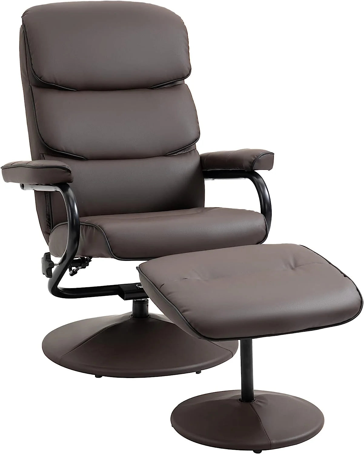 Cream White PU Leather Swivel Recliner Chair with Ottoman P73462