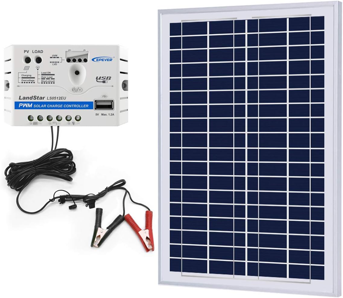 12V 25W 5A Polycrystalline Solar Panel & Charge Controller with USB 5V Output Z534