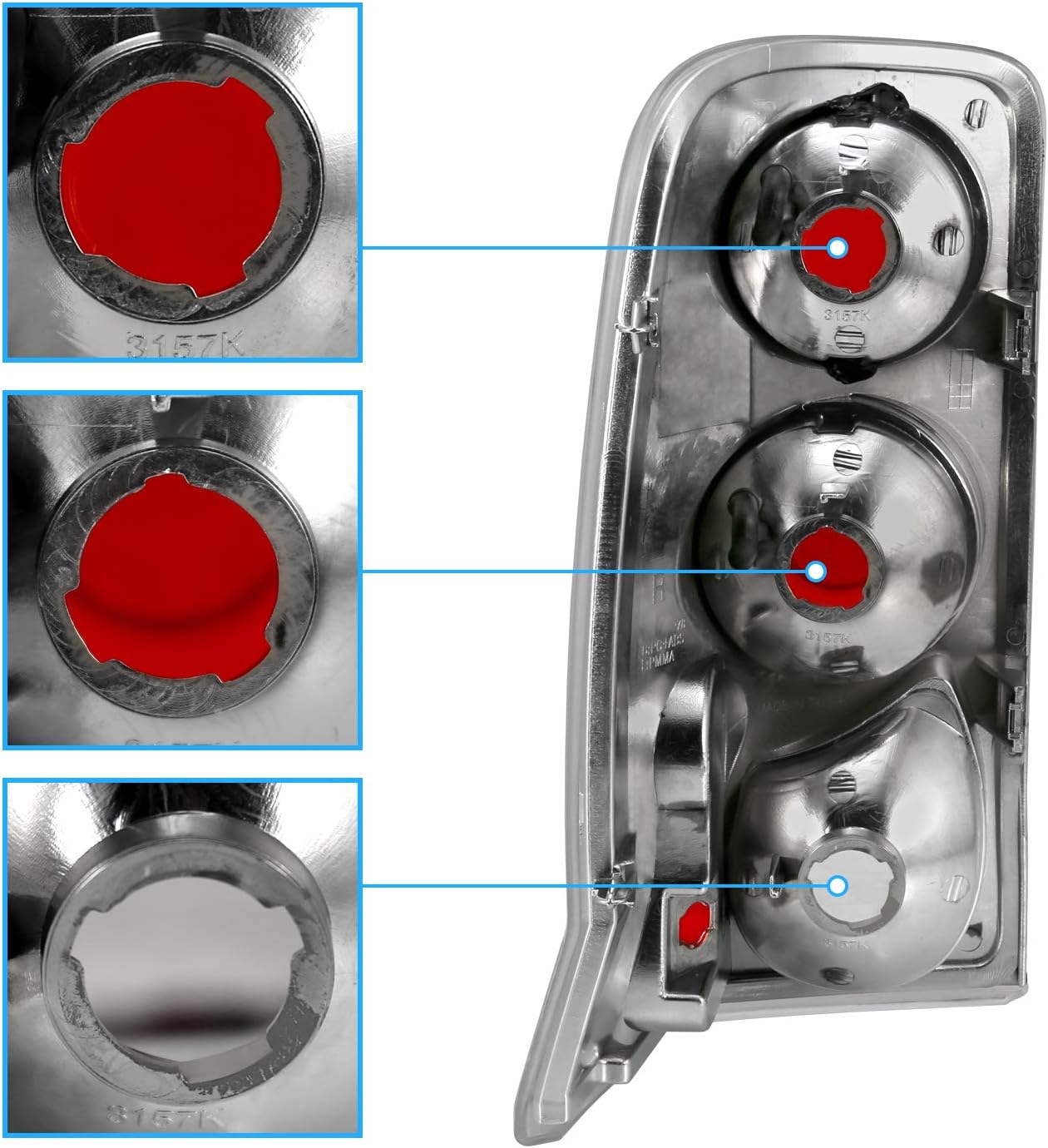 Chrome Replacement Brake Tail Lights T4597