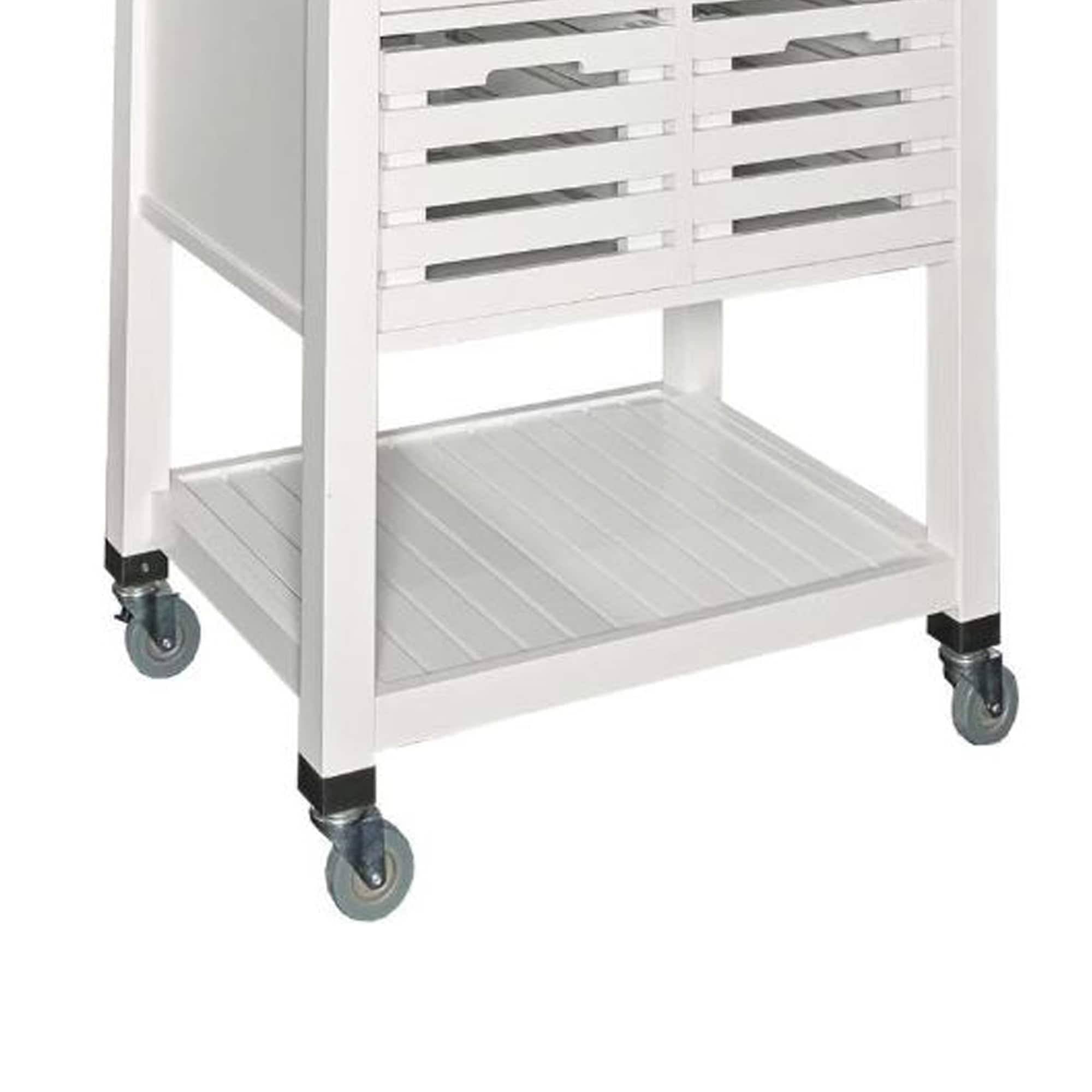 White 4 Drawer Wooden Kitchen Cart with Caster Wheels W60887