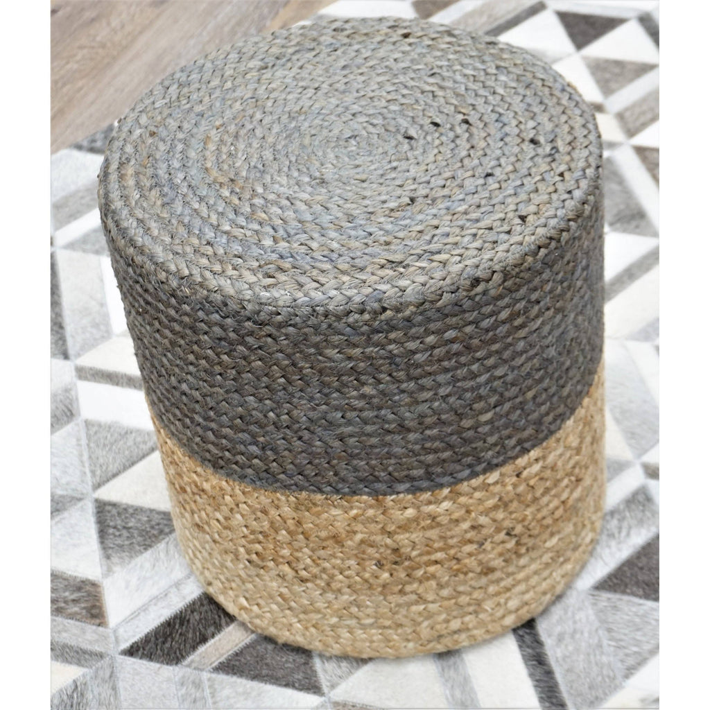 Grey Medium Jute Pouf G86898