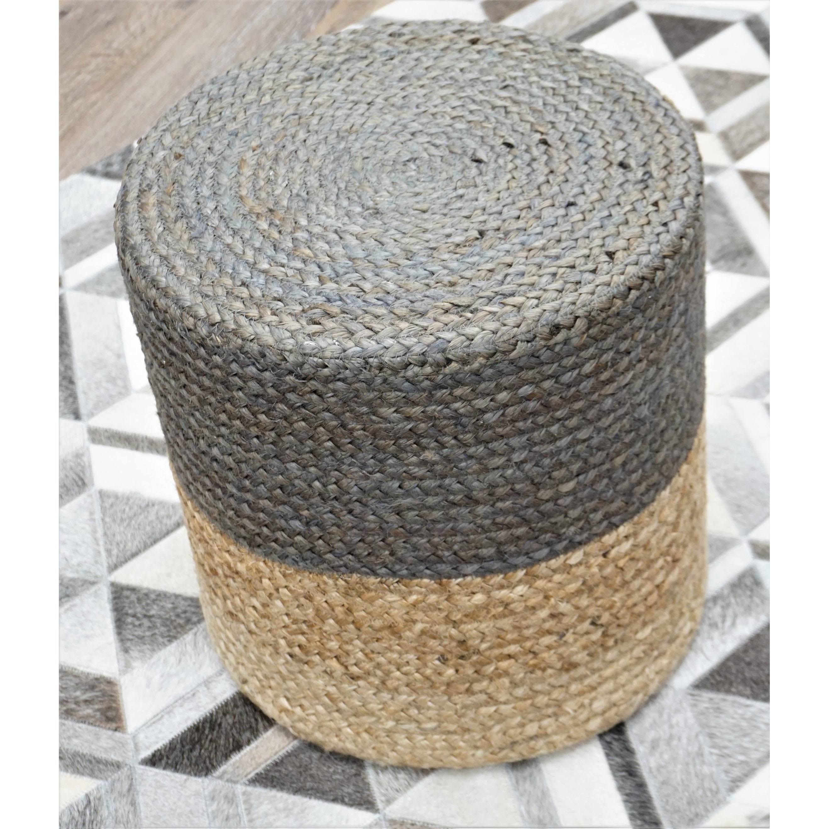 Grey Medium Jute Pouf G86898
