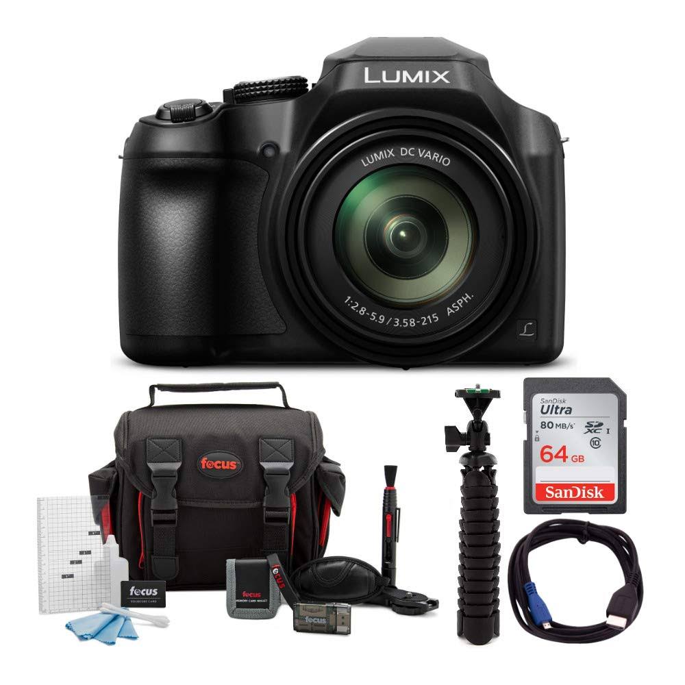 Panasonic Lumix FZ80 4K 60X Zoom Digital Camera with SanDisk 64GB SD Card Bundle S418937