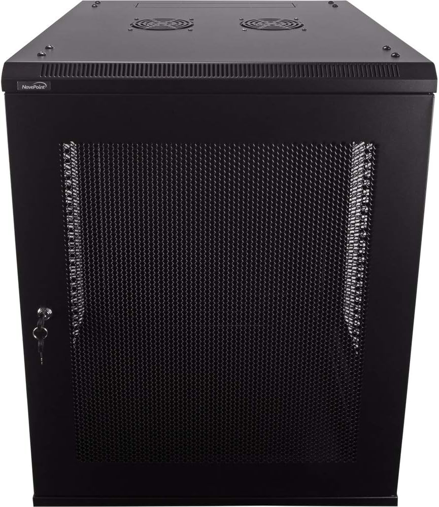 15U Wallmount IT Cabinet Enclosure 19-Inch Server Network Rack with Locking Perforated Door Black N533487