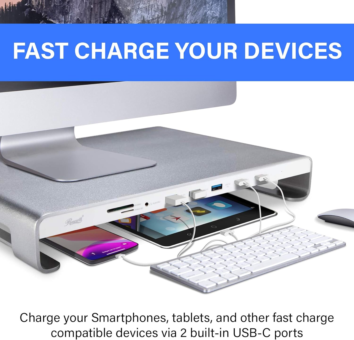 USB-C 11-Port Docking Station Monitor Stand with 100W Power Delivery C597351