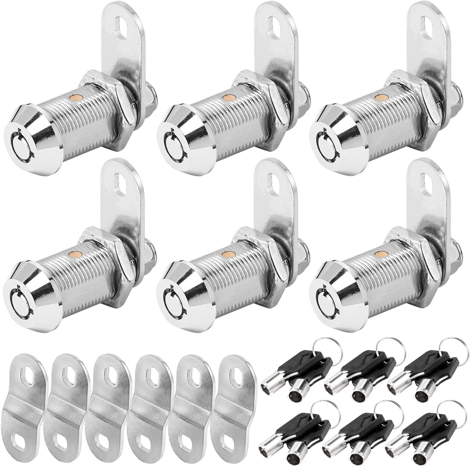 1-1/8 Inch Chrome Tubular Cam Lock 6 Pack D770830