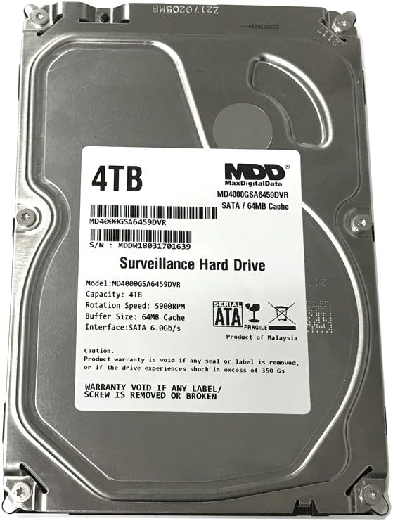 4TB 64MB Cache 5900RPM SATA 6.0Gb/s 3.5" Internal Surveillance DVR Hard Drive Pack of 2 L5182