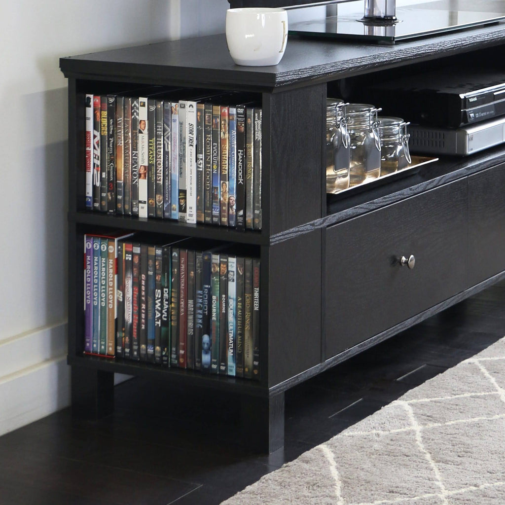 Black Wood TV Console with Storage T830152
