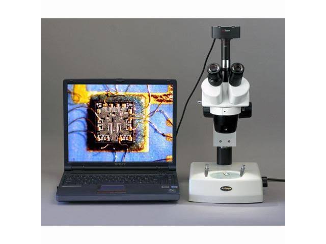 Trinocular Stereo Microscope, WH10x Eyepieces, 20x/40x/80x Magnification, 2x/4x Objective, Upper and Lower Halo L785036