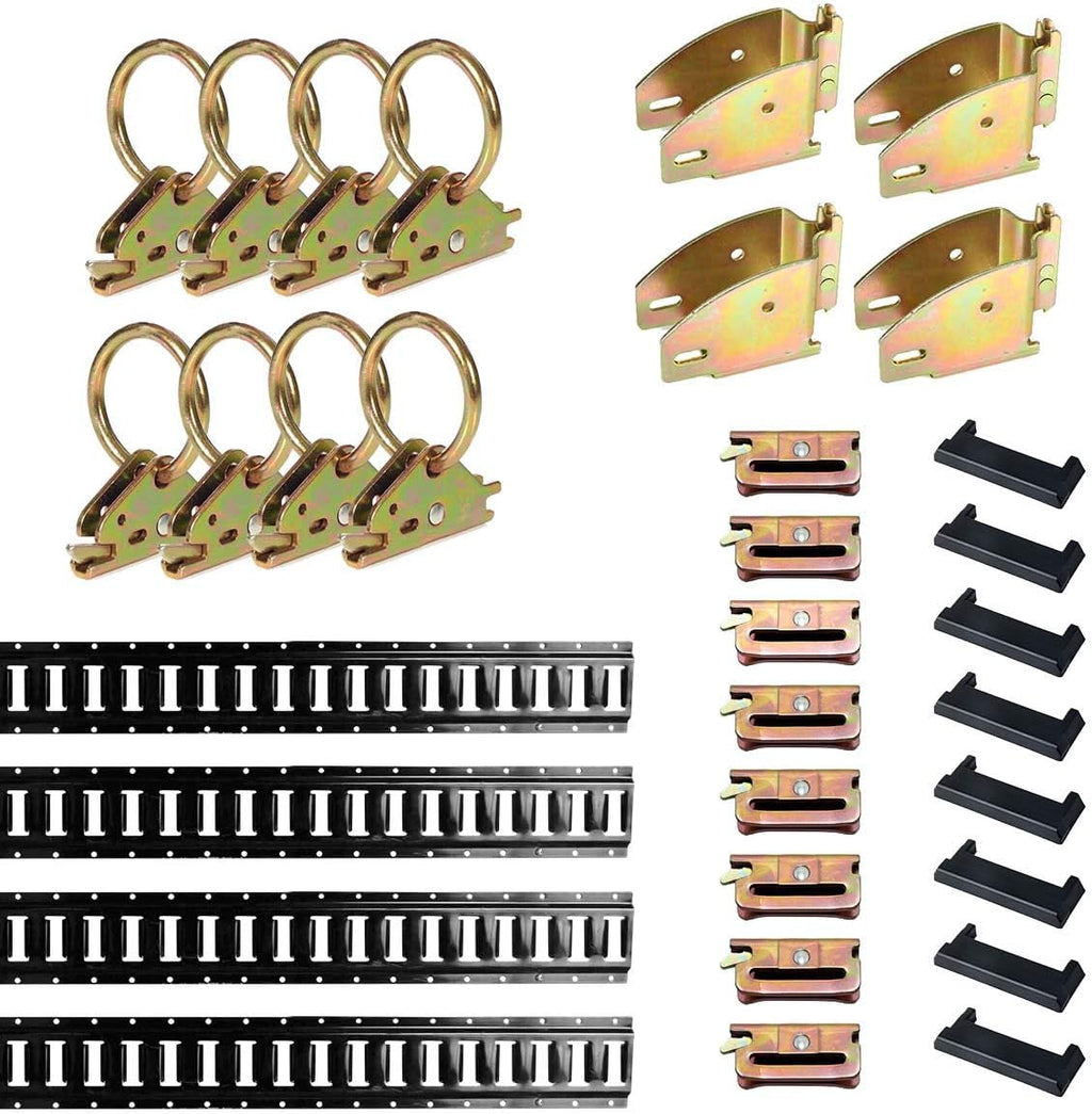 32 Pieces Black E Track Tie-Down Kit with 5 ft Rails J7601