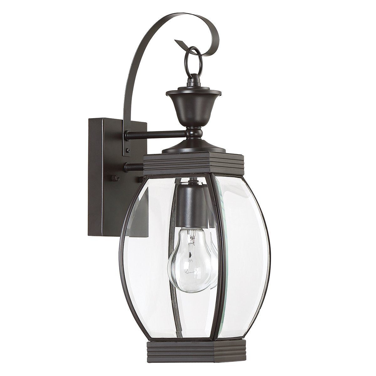 Colonial Outdoor Wall Light, 17"H x 5.5"W, Dark Medieval Bronze Finish, Beveled Glass A12792