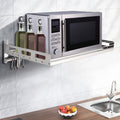 Wall Mount Microwave Oven Shelf Storage Bracket with 12 Hook Stainless E67764