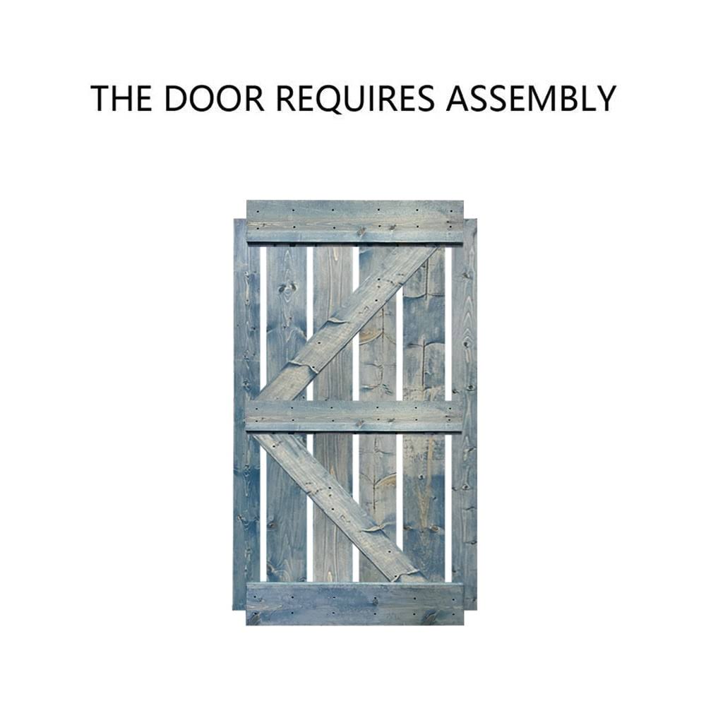 Carbon Gray Solid Pine Wood Interior Sliding Barn Door Y931538