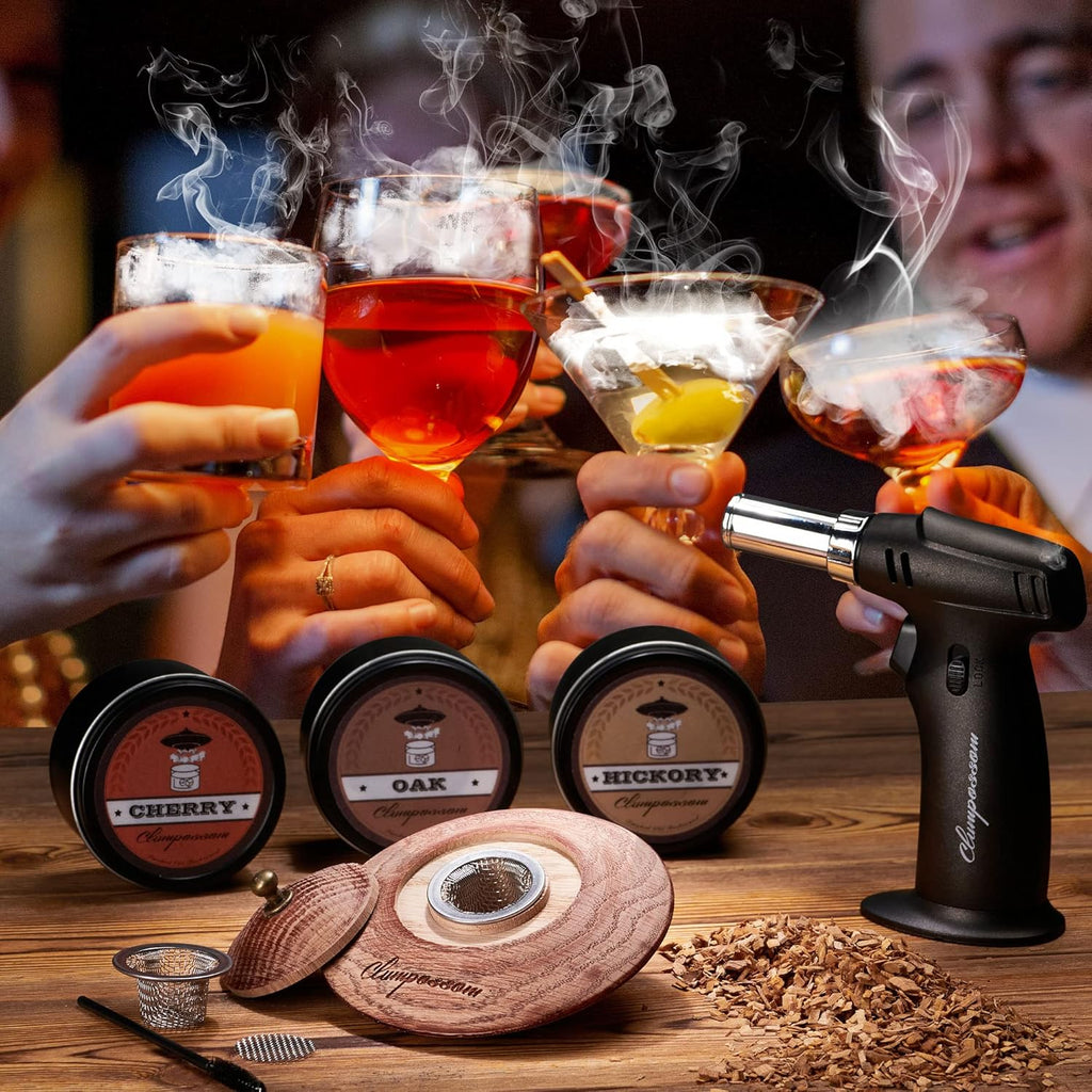 Whiskey Smoker Cocktail Smoker Kit with Torch, Three Kinds of Wood Chips K23861