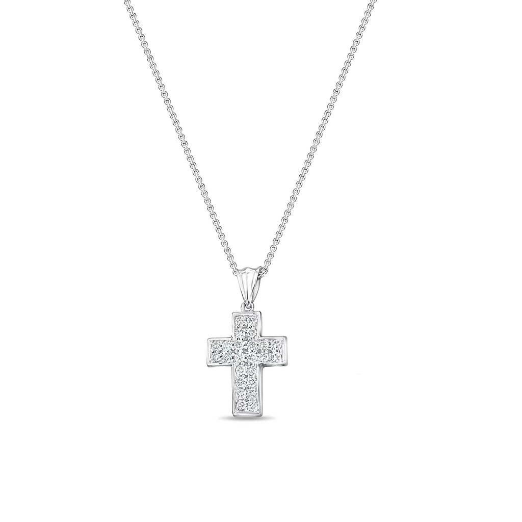 14k White Gold Diamond Cross Pendant D1445
