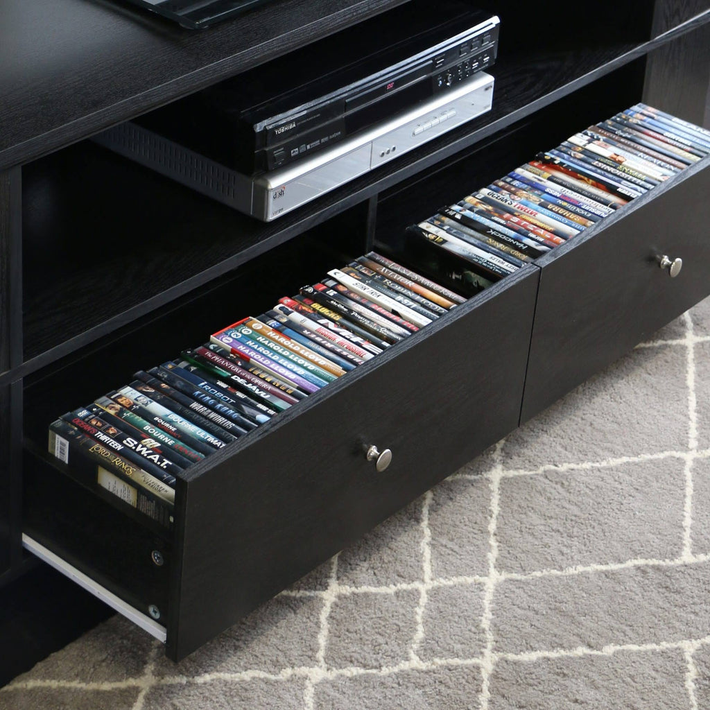Black Wood TV Console with Storage T830152