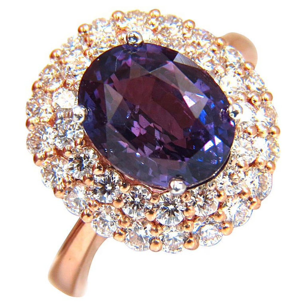 6.41ct Natural Vivid Purple Sapphire Diamond Ring R1624