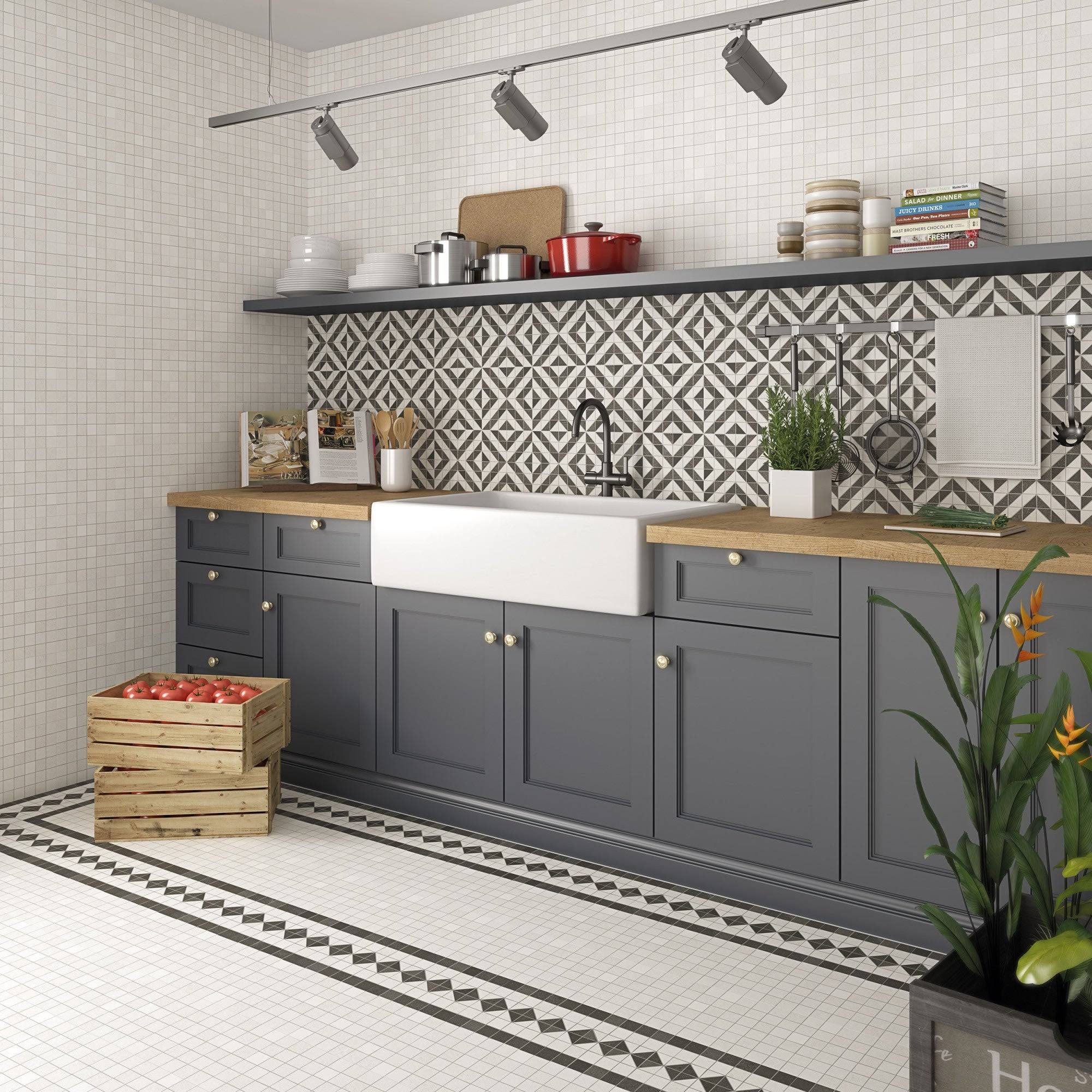 White 8x22 Square Floor and Wall Tile E458613
