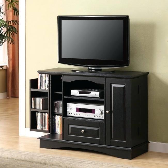 Black Wood TV Console with Storage T830152