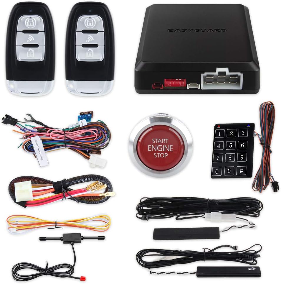 Smart Key PKE Car Alarm with Push Engine Start Button DC12V F20027