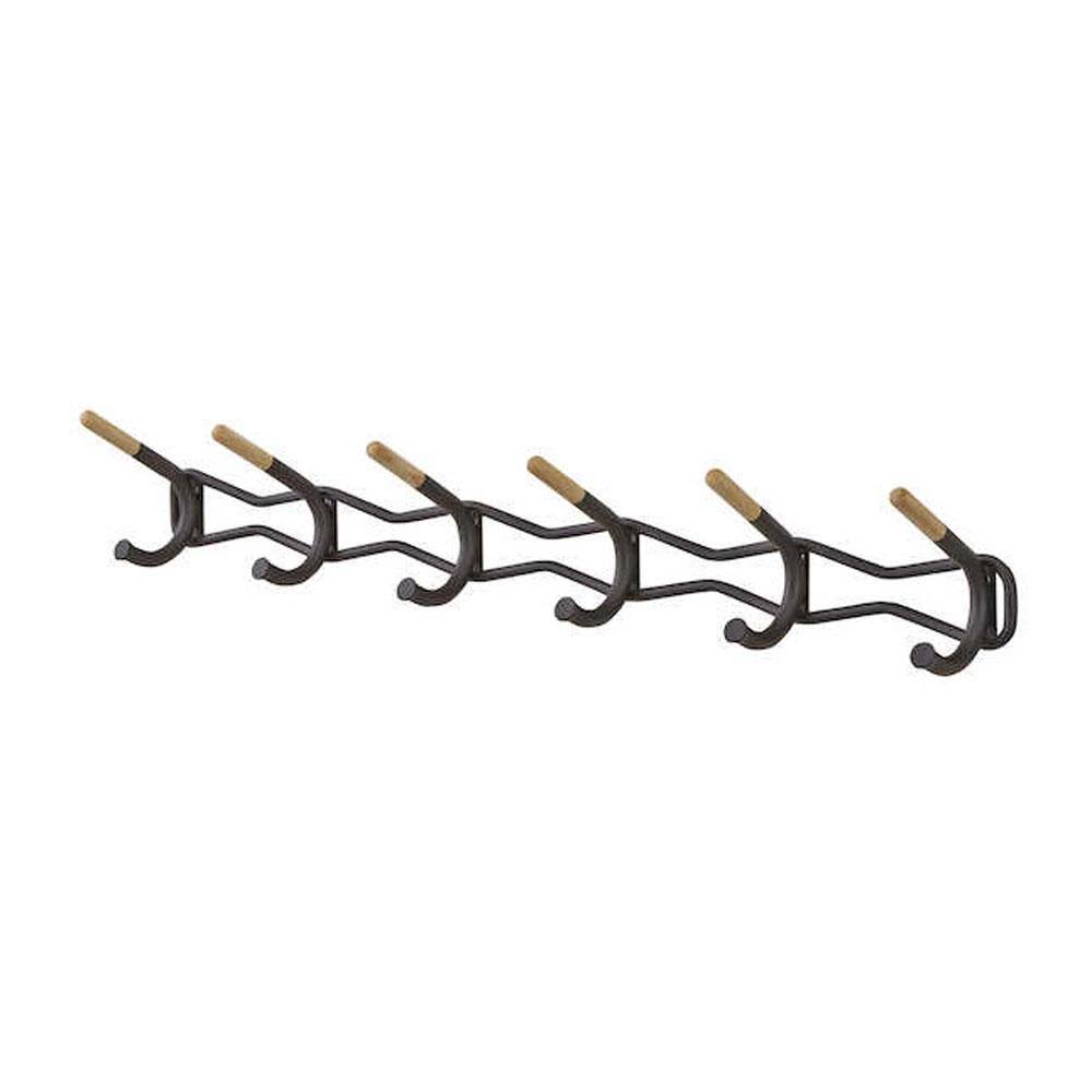 6 Hook Black Coat Wall Rack D5230