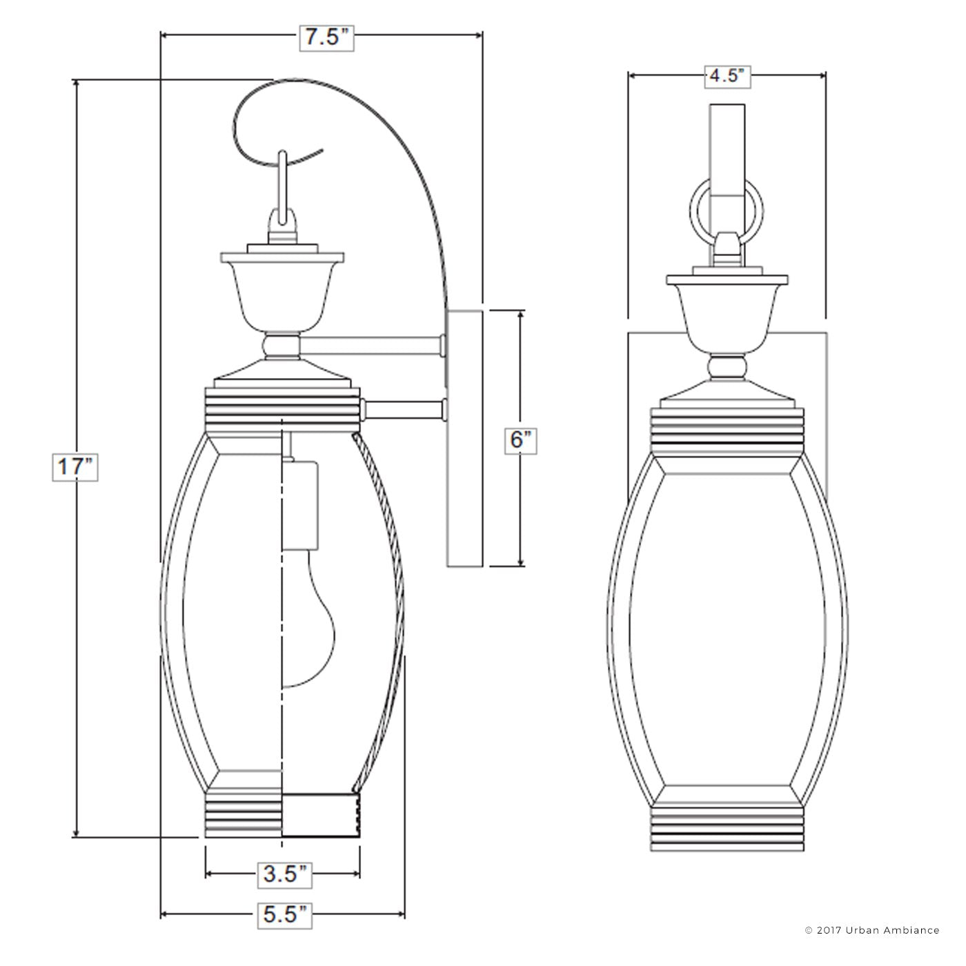 Colonial Outdoor Wall Light, 17"H x 5.5"W, Dark Medieval Bronze Finish, Beveled Glass A12792