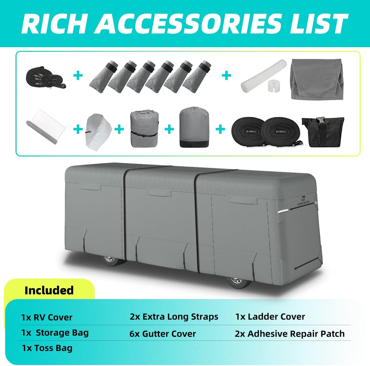 6 Layers Class A RV Cover with 2 Extra Long Straps R4880