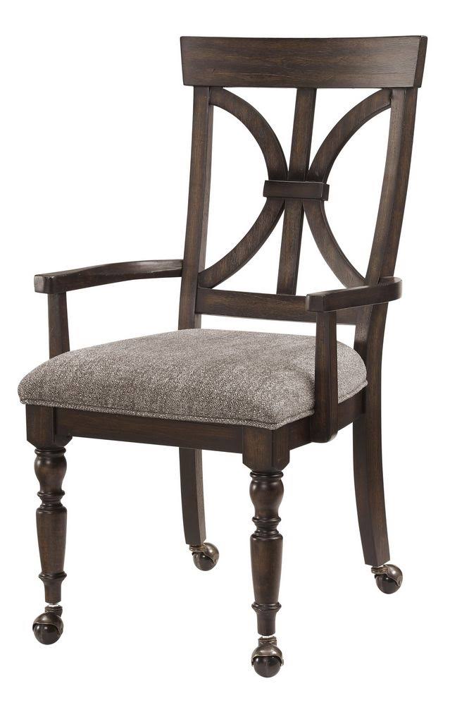 Wood Desk Chair with Casters in Driftwood Charcoal L58043