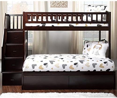 Solid Wood Staircase Storage Bunk Twin Over Full Espresso C5313