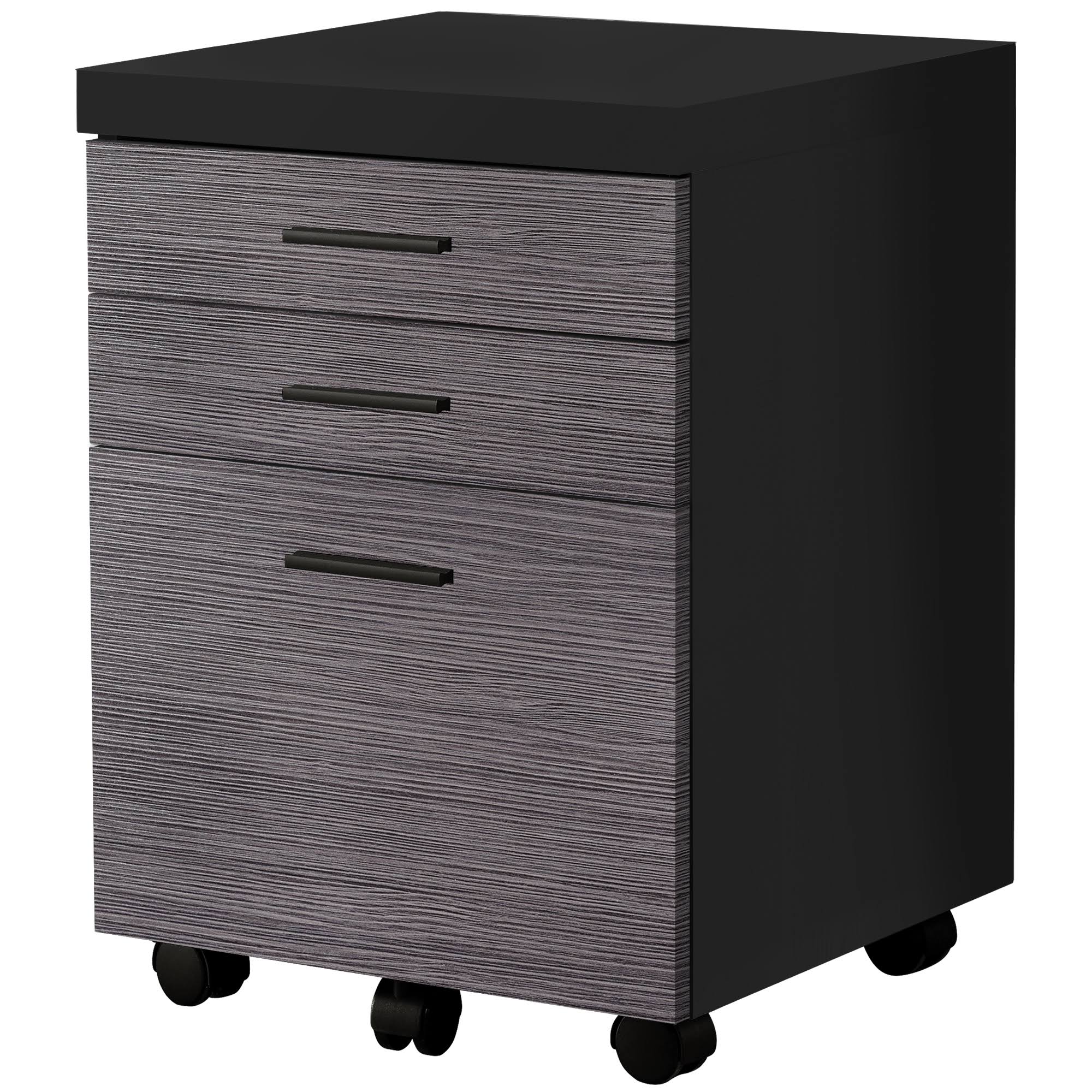 Gray Rectangular Filing Cabinet with Castors Q889556