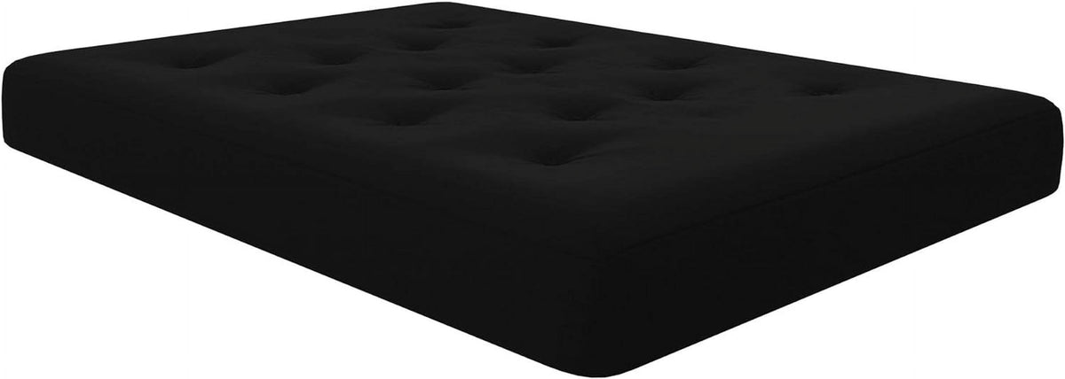 8-Inch Pocket Spring Coil Futon Mattress, Polyester Linen, Full, Black J66317