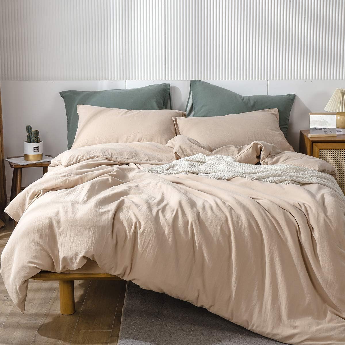 Pre-Washed Cotton Duvet Cover Set Heathered Dark Gray Queen S3343
