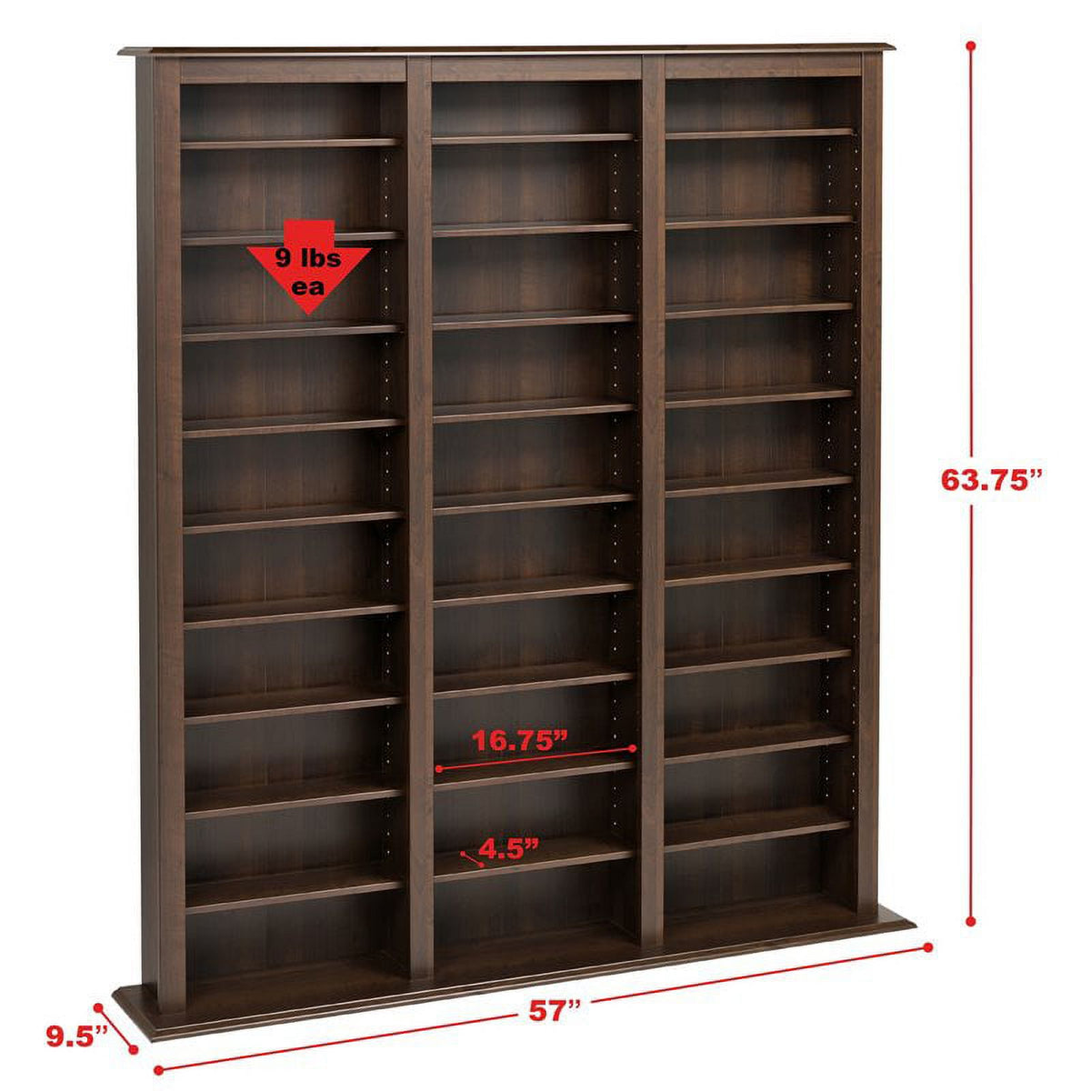 Triple Media Storage Rack in Espresso H944462