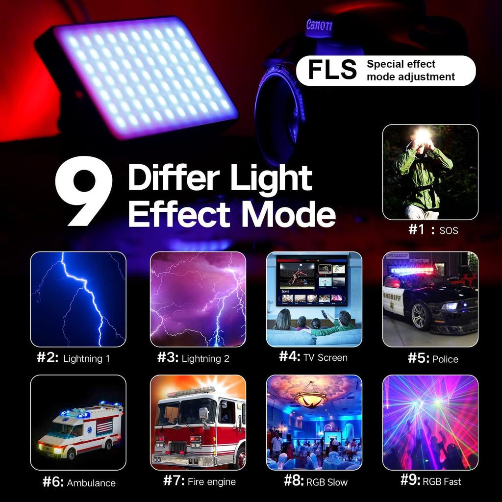 Pocket RGB Camera Light with Aluminum Alloy Body, Adjustable Tripod Stand, Pack of 2 G49938