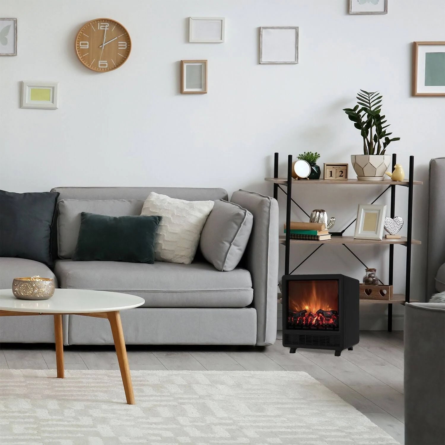 Black Freestanding Electric Fireplace C411