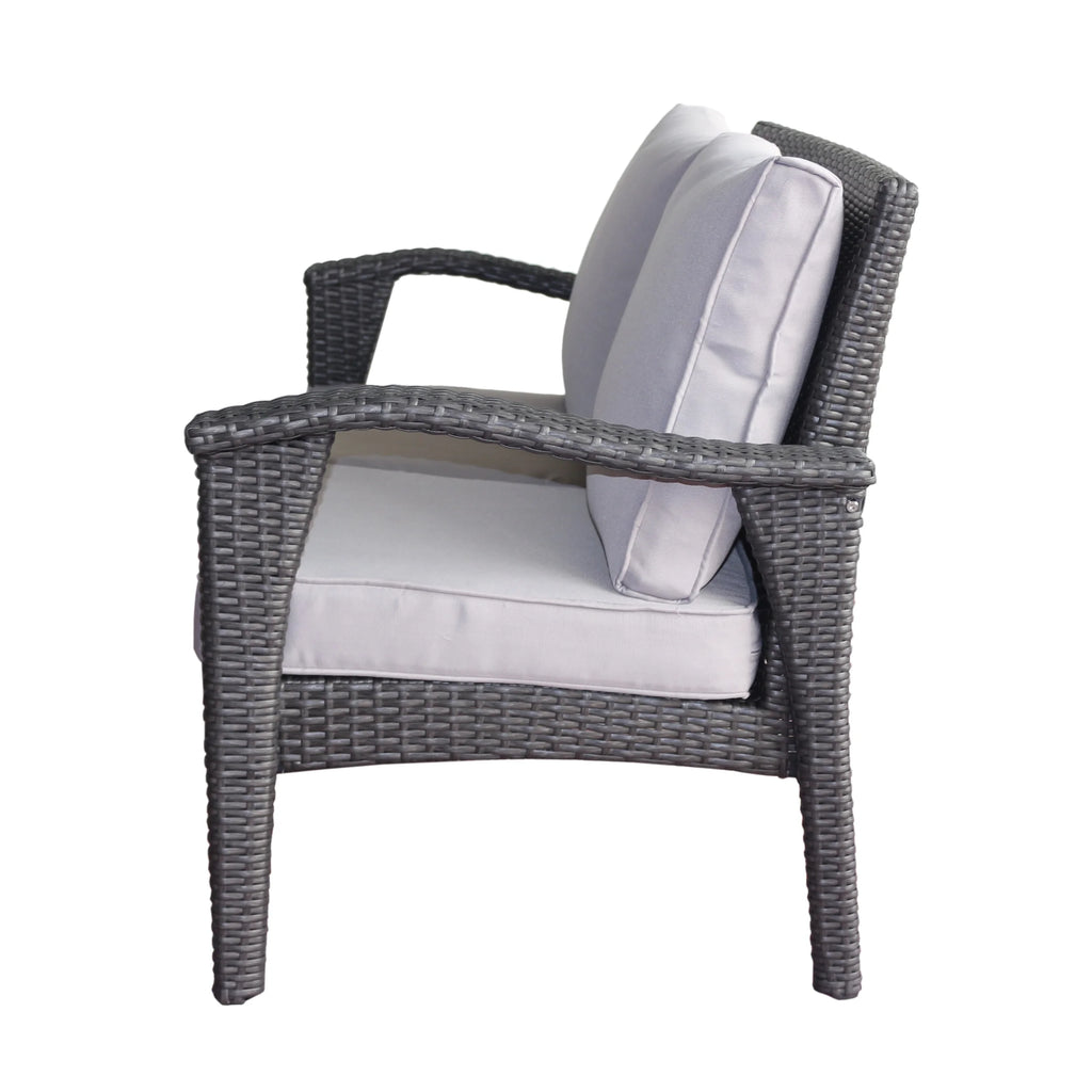 Grey Wicker Loveseat with Weather Resistant Cushions K2448