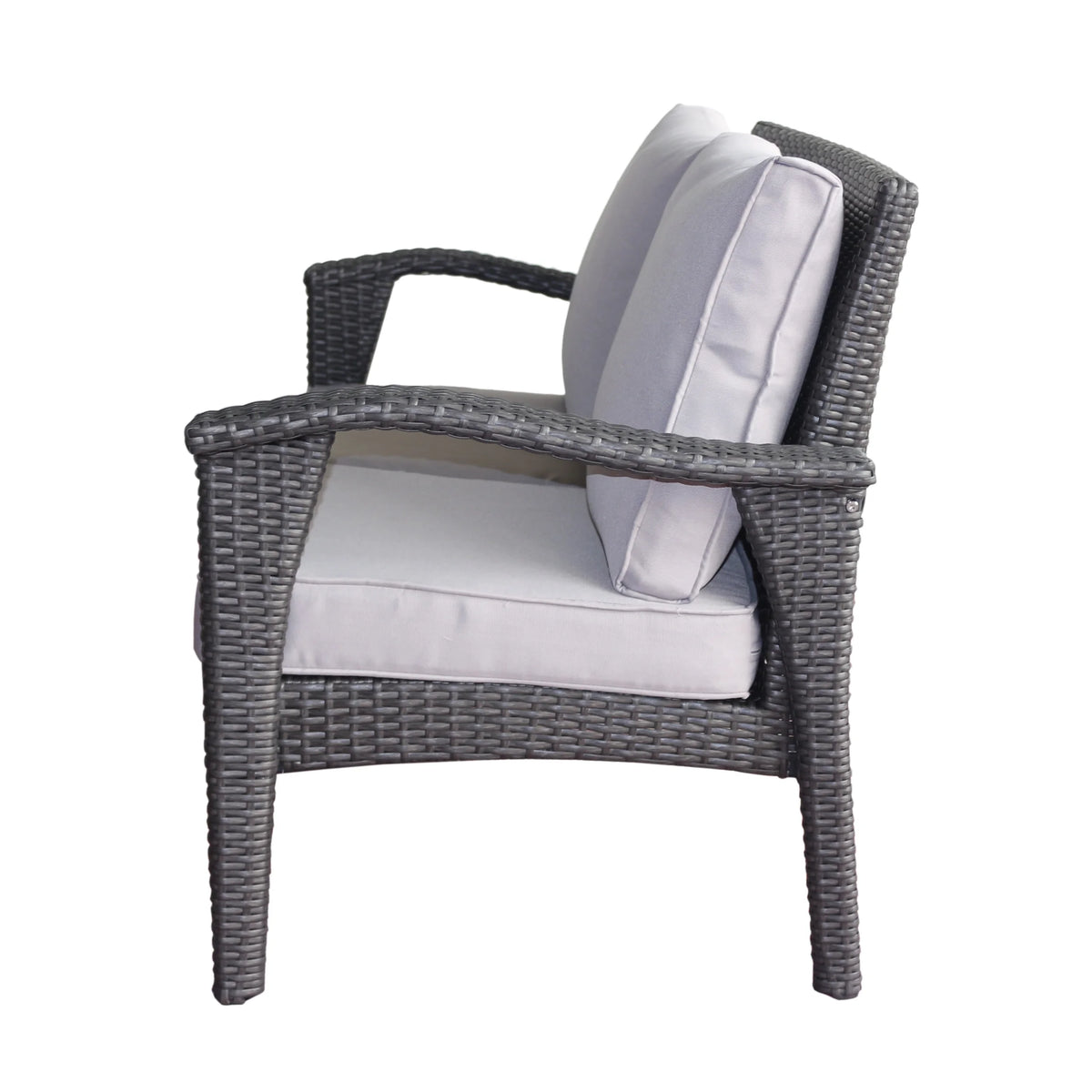 Grey Wicker Loveseat with Weather Resistant Cushions K2448
