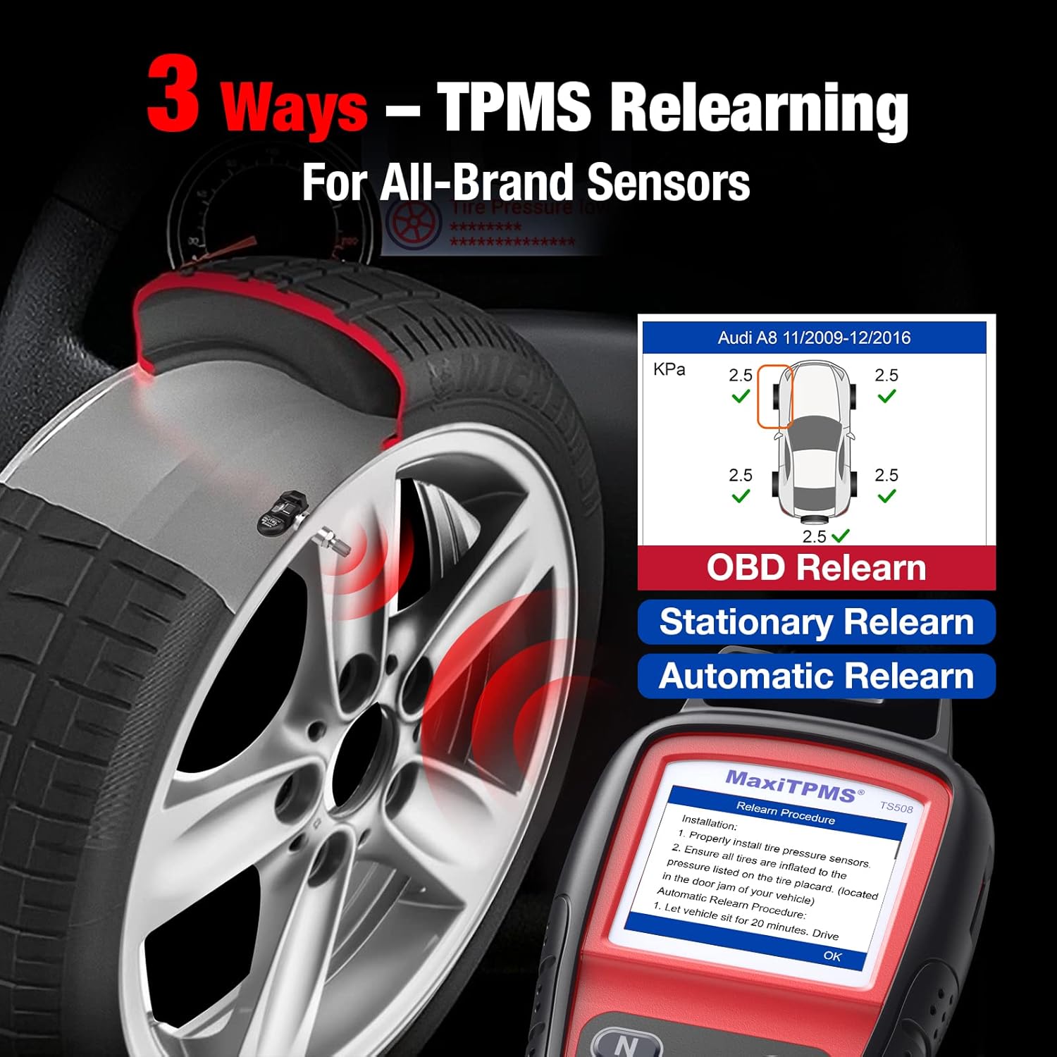 TPMS Relearn Tool, 2022 TPMS Programming Tool, 4 Modes, 315/433MHz, Upgraded Version of TS501/TS408 O35652