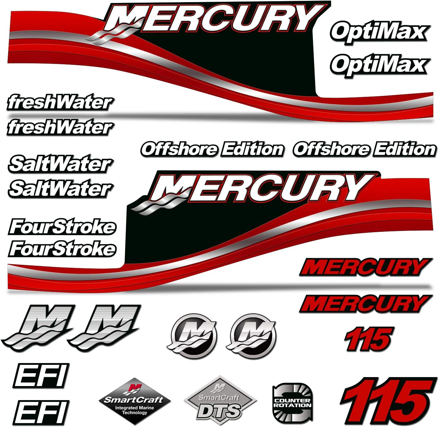 Red Outboard Engine Sticker Decal Graphics Kit C283805