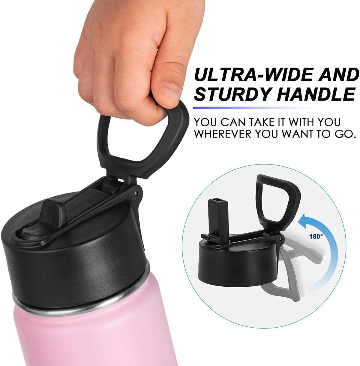 12 oz Stainless Steel Insulated Water Bottle with Straw P53029
