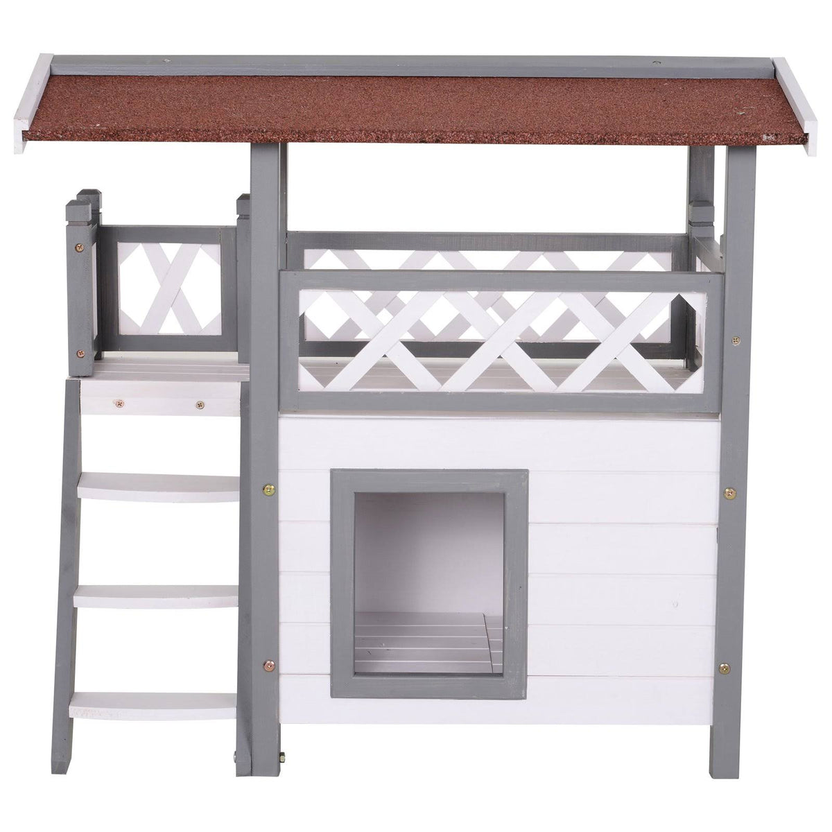 3-Story Wooden Cat House with Balcony X1033
