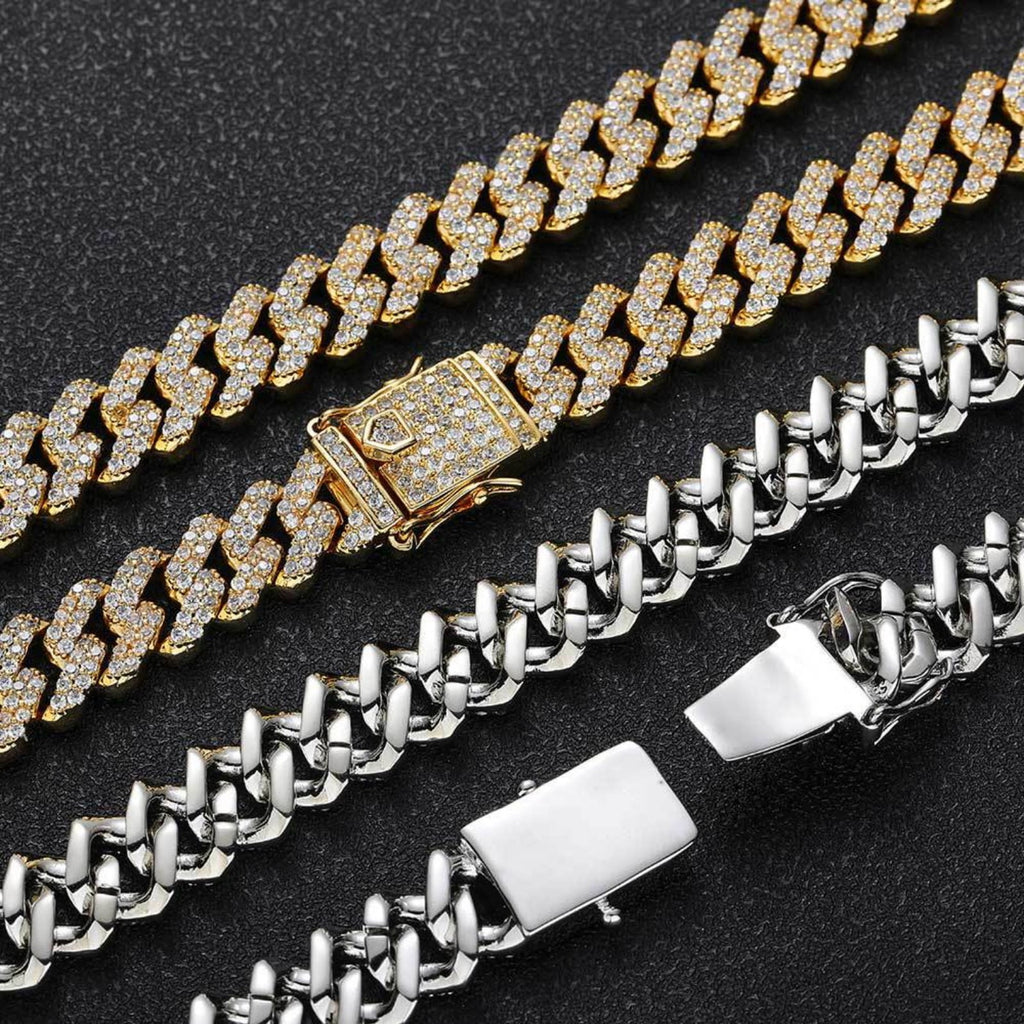 12MM Iced Out Miami Cuban Link Chain Necklace, 16-24 Inch C3192