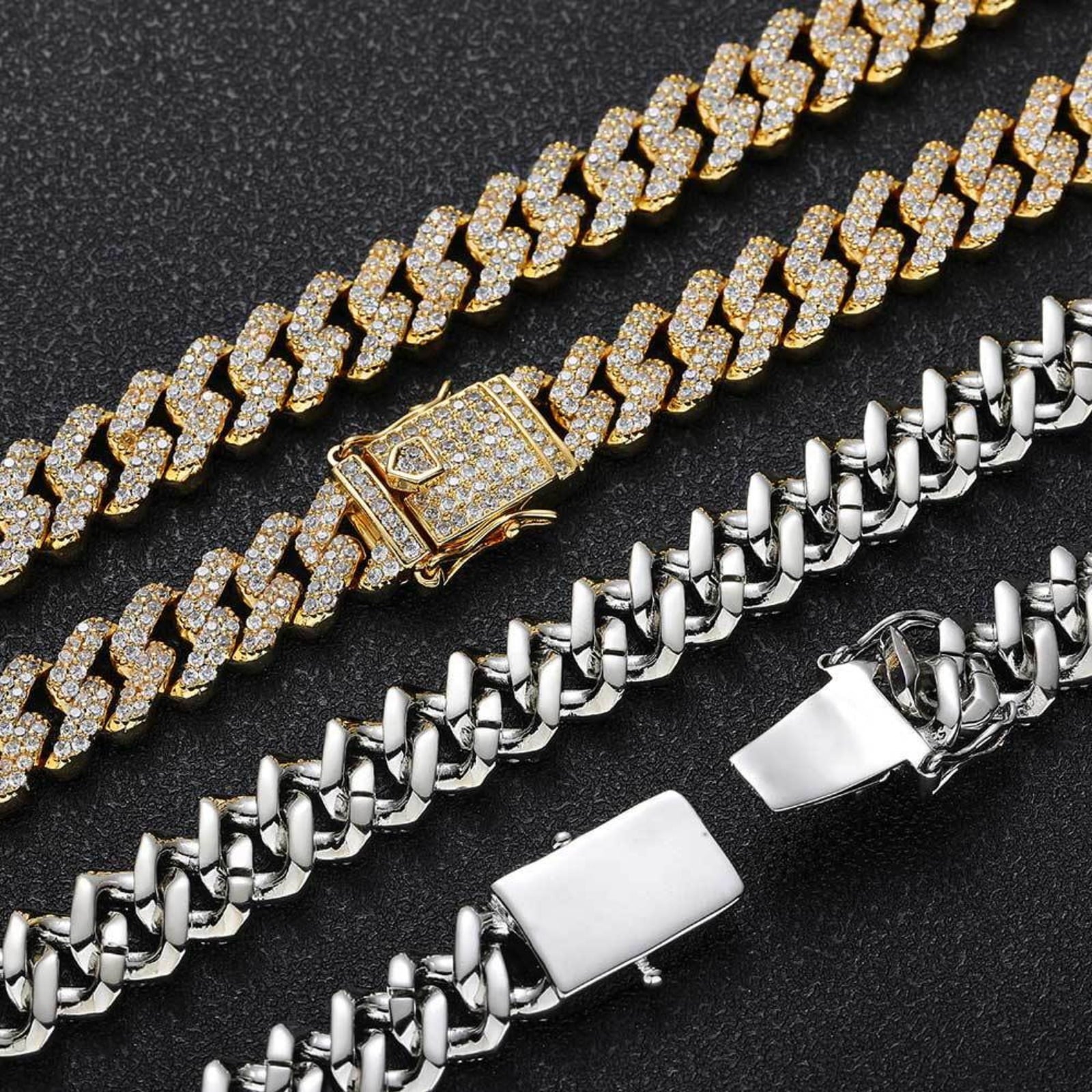 12MM Iced Out Miami Cuban Link Chain Necklace, 16-24 Inch C3192
