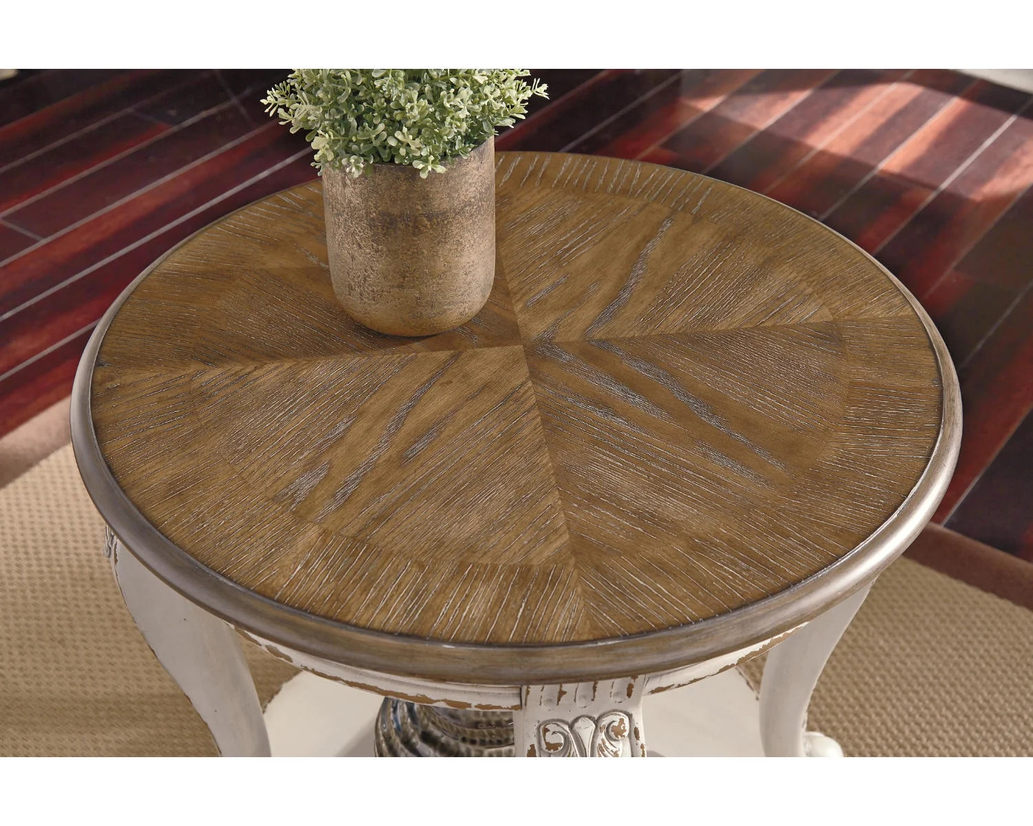 White/Brown End Table L397