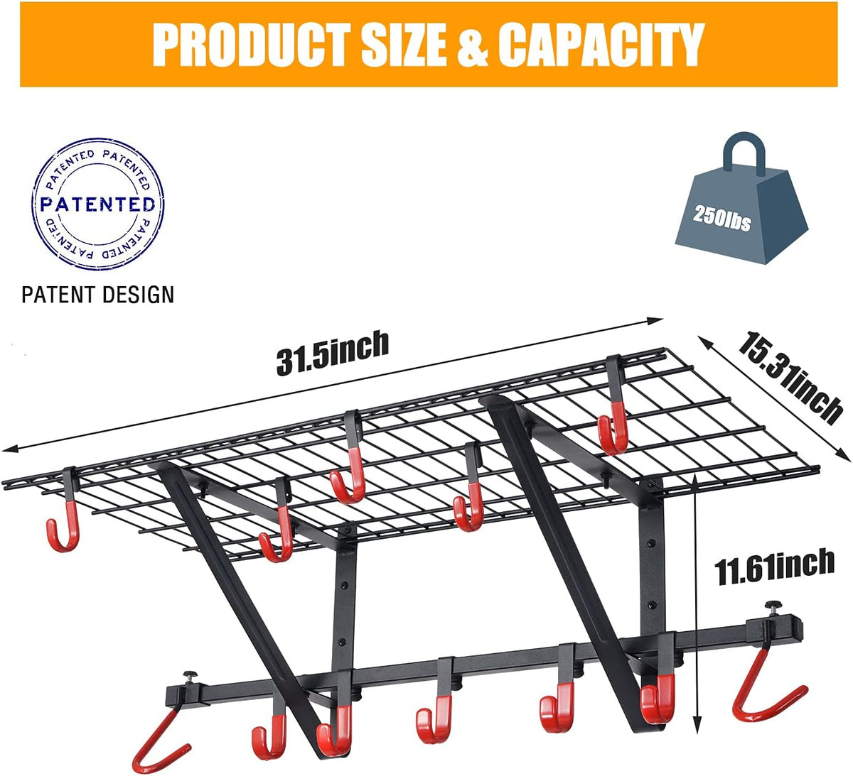 Garage Wall Shelving with Vertical Bike Hanger, Powder Coated Steel S16798