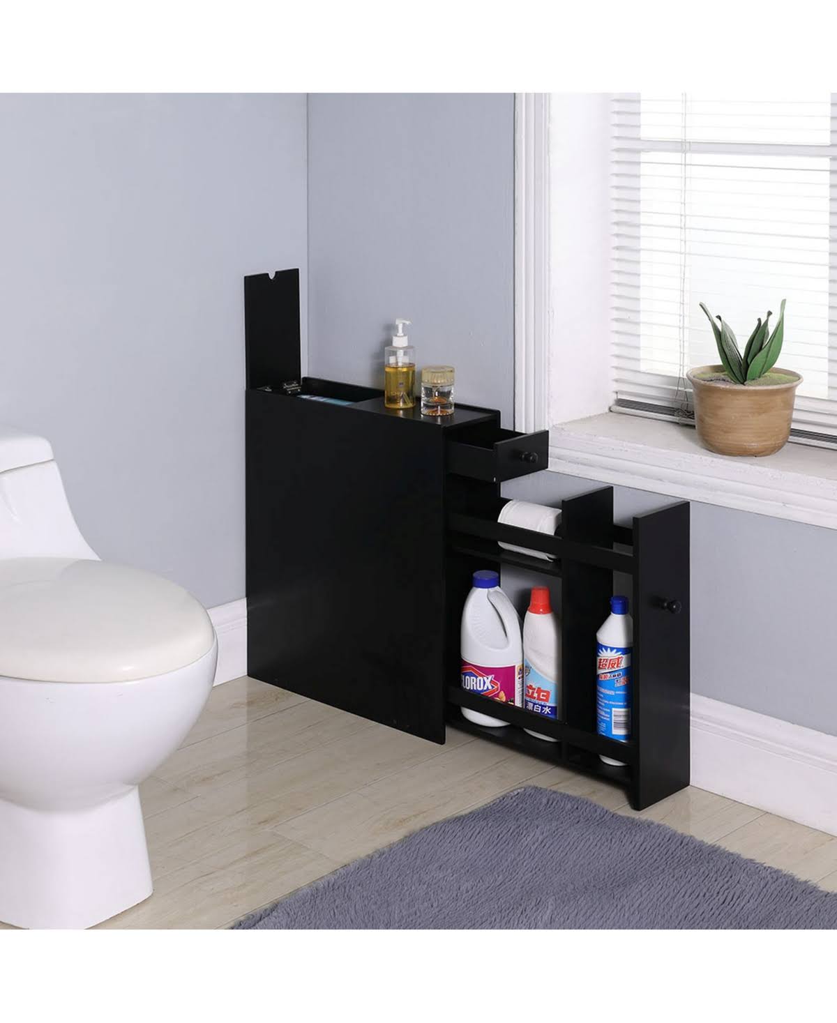 Black Bathroom Floor Cabinet P692998